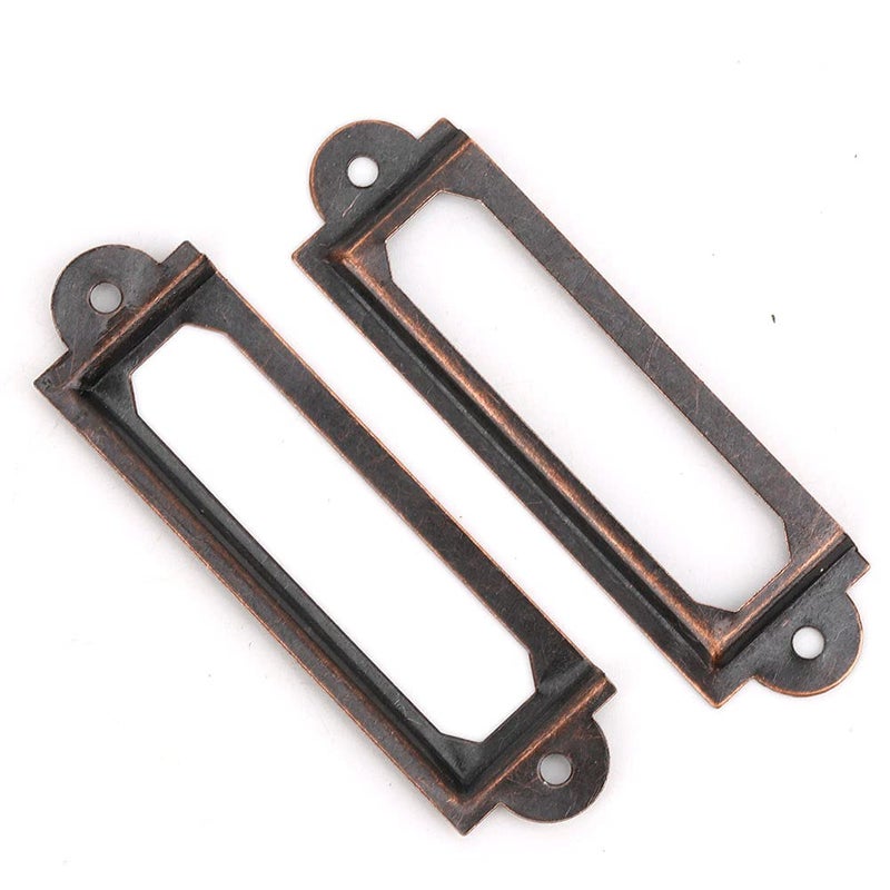 Hztyyier 20-Piece Metal Label Holders, Red Bronze Card Tag Frame for Office Library File Cabinet Drawer, Card Tag Label Organizer - Image 1